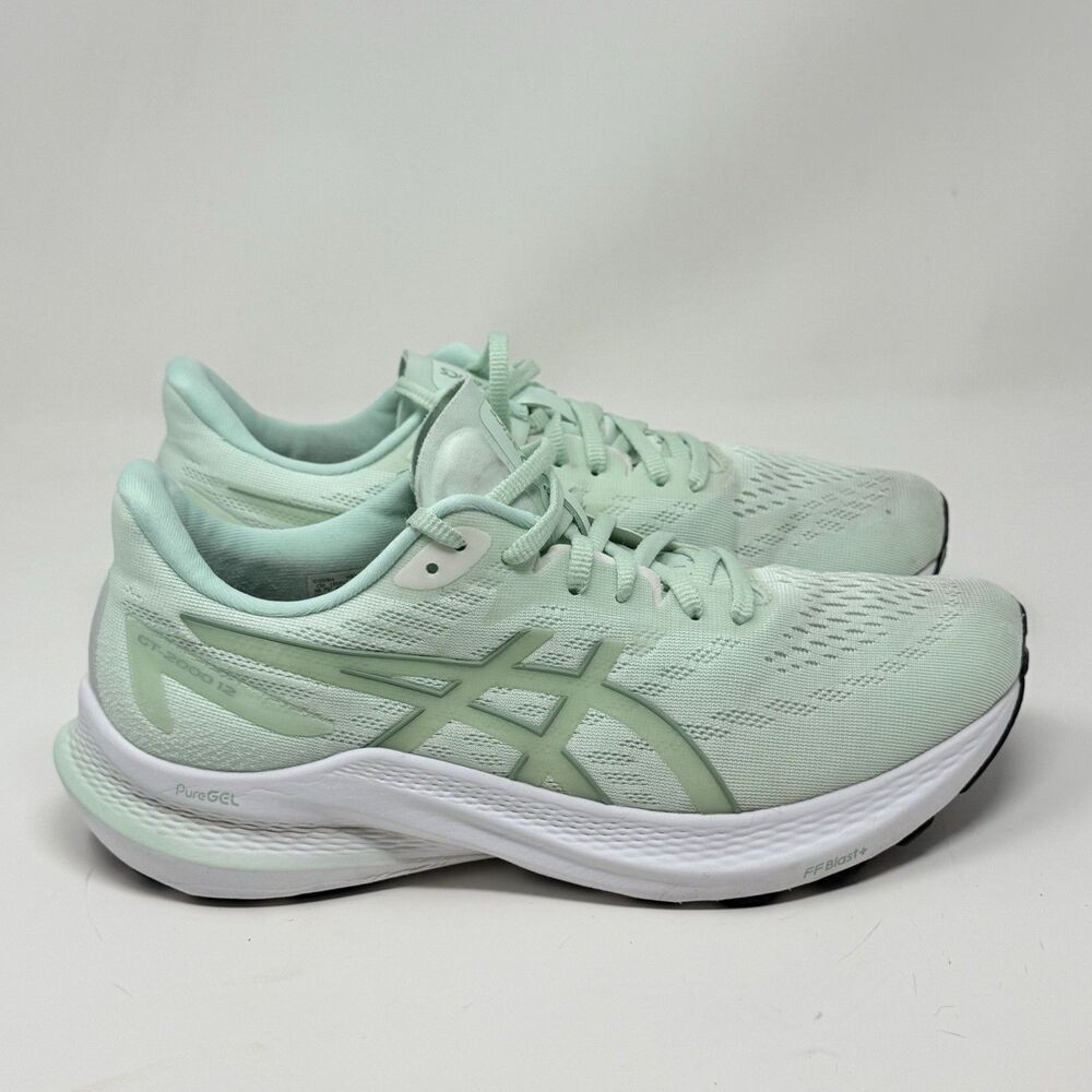 Asics GT-2000 12 Shoes Womens 9 Wide Green Mesh Lightweight Running Sneakers